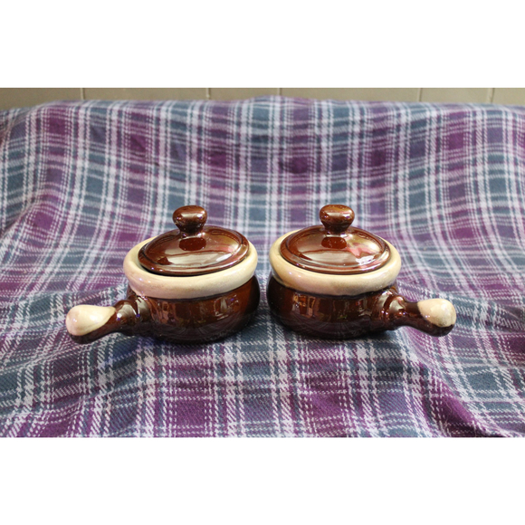 Kitchen Vintage Redware Taiwan Brown Ramekins With Lids Set Of Two Poshmark